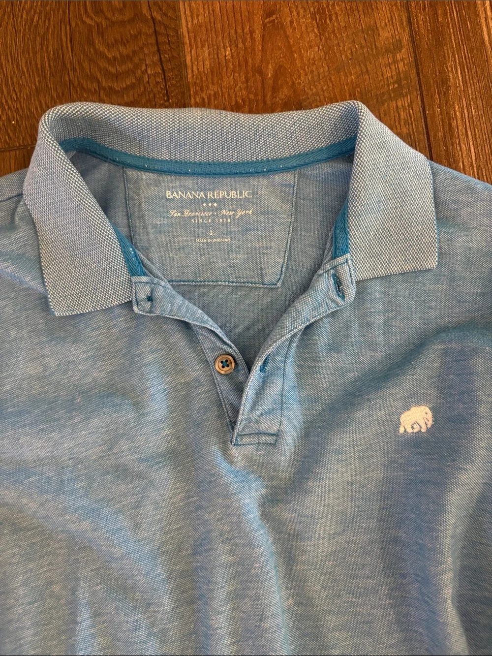 Mens Polo Shirt - Blue and Tan